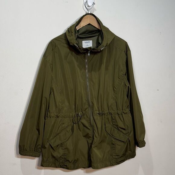 Old Navy Women’s Hooded Windbreaker Olive Green XXL Drawstring Waist Athleisure - Picture 1 of 8